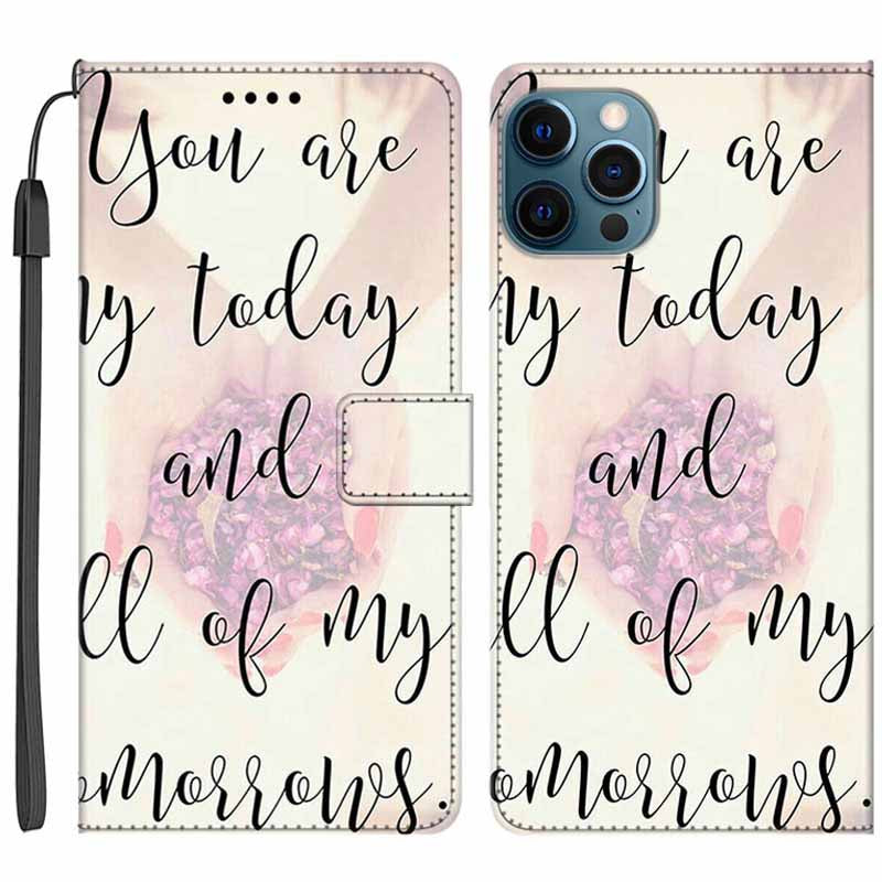 For iPhone 14 Pro Max PU Leather Wallet Flip Cover Stand Pattern Printing Phone Case with Strap For iPhone 14 Pro Max PU Leather Wallet Flip Cover Stand Pattern Printing Phone Case with Strap